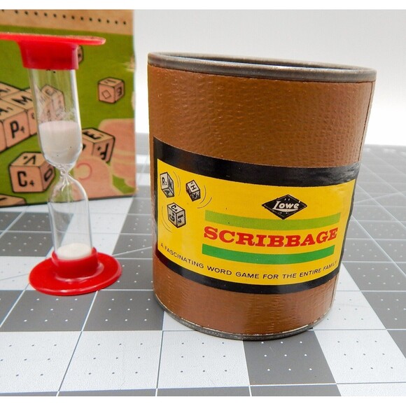 Vintage Lowe Scribbage Game No 954 Complete Original Box Word Game Timer - Picture 4 of 8